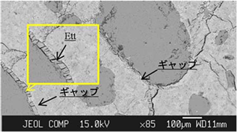 骨材周囲のギャップとエトリンガイト img